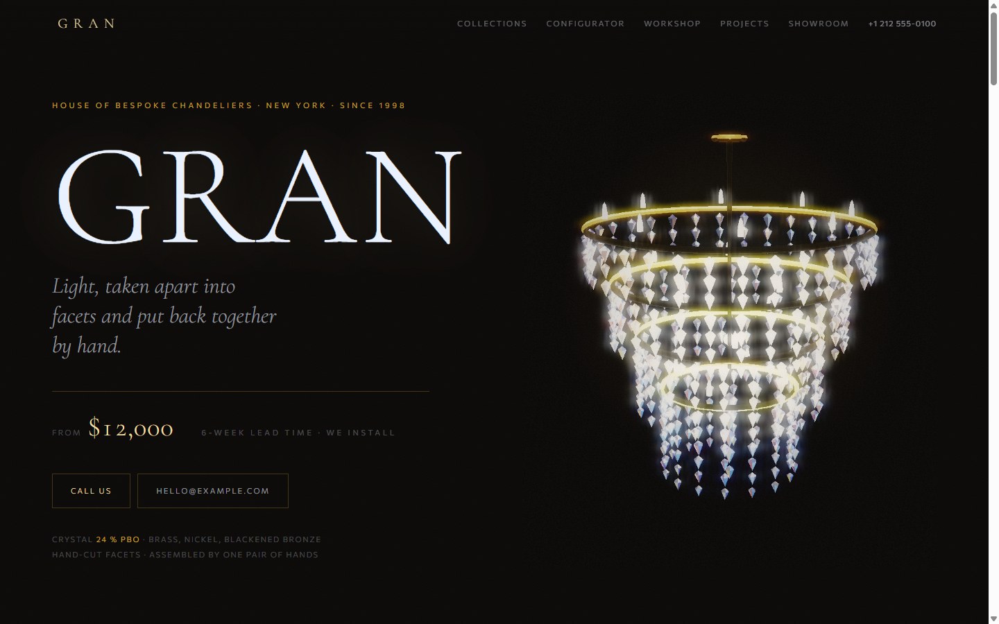 GRAN site: a crystal chandelier computed in real time
