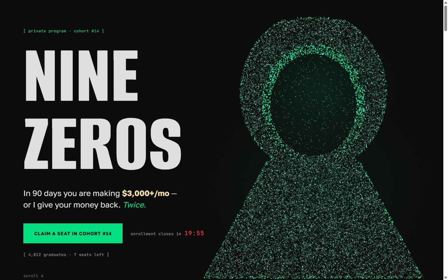 TIHIY site: an info-course sales landing